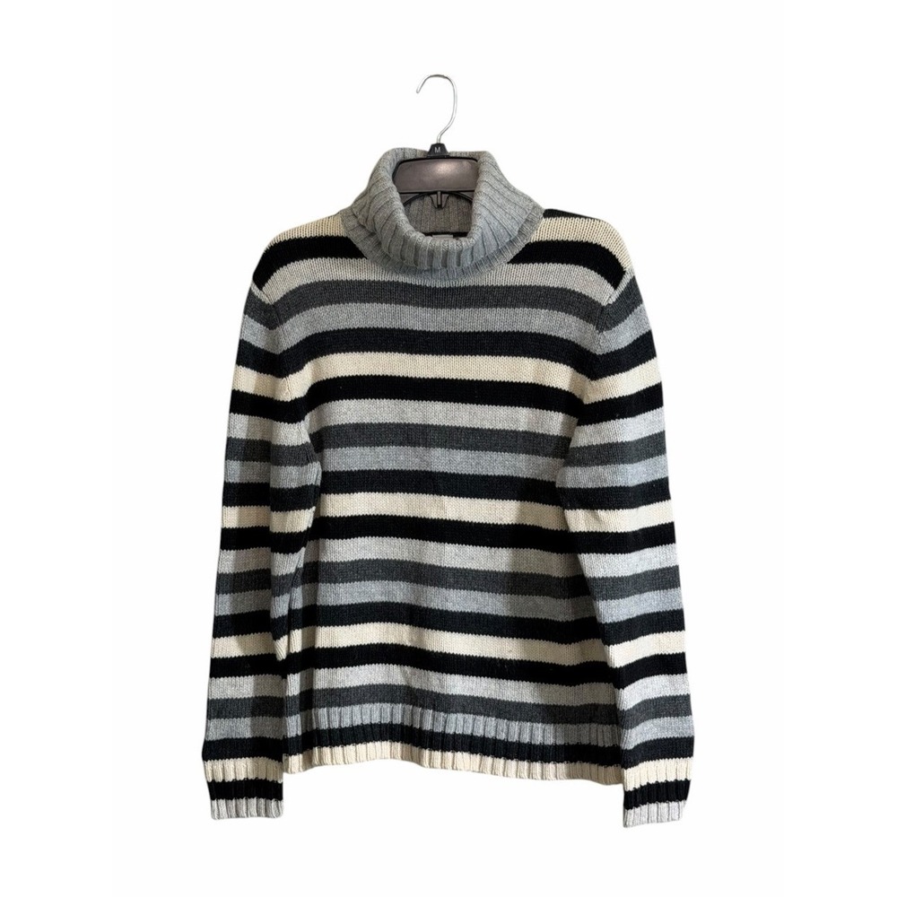 Gap Sweater XL Turtleneck Long Sleeve Pullover Striped Wool Blend Preppy